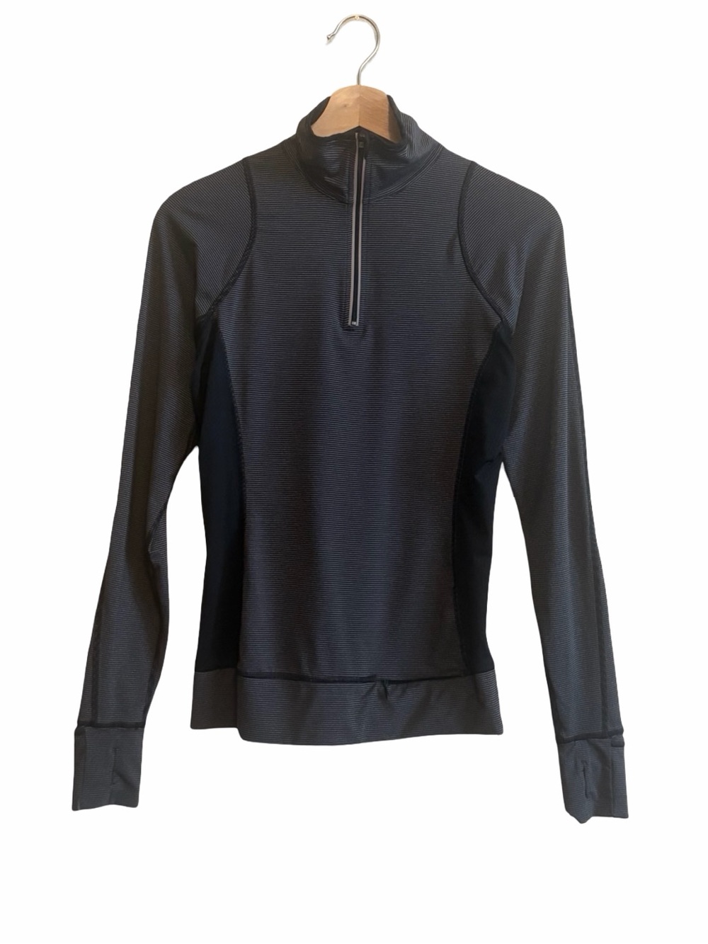 Reva | Lightweight Black Striped 3/4 Zip Pullover